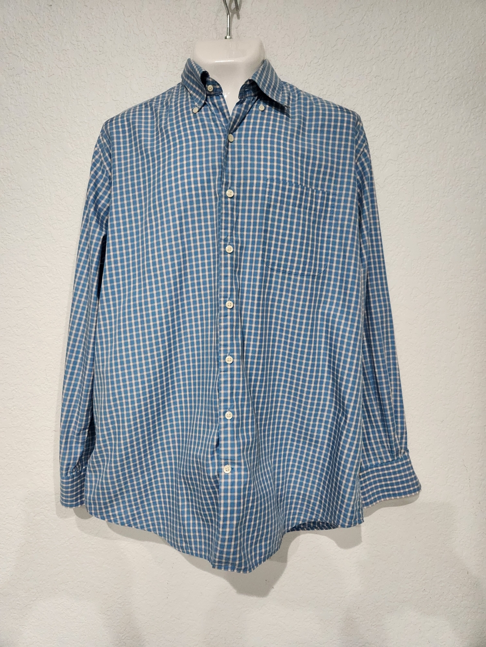 Peter Millar Classic Gringham Blue Check Button-Down Men’s Shirt
